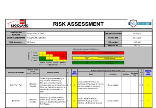 legoland school trip risk assessment